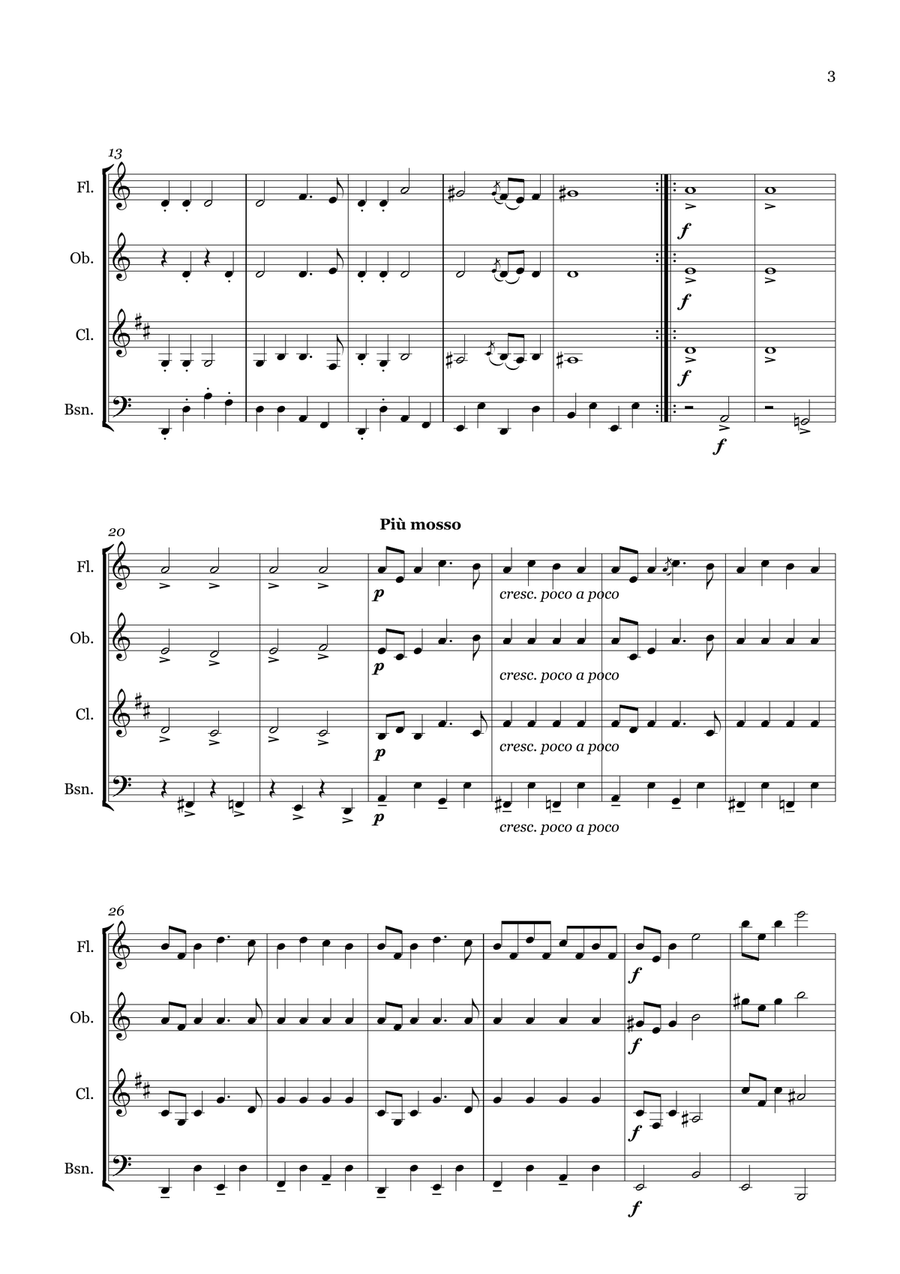 Havah Nagilah Havah Nagilah Woodwind Quartet scores gallery preview page 3