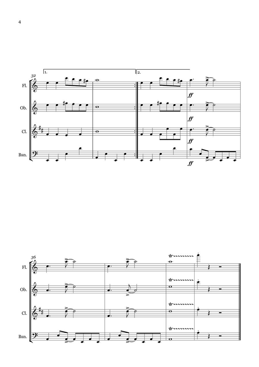 Havah Nagilah Havah Nagilah Woodwind Quartet scores gallery preview page 4