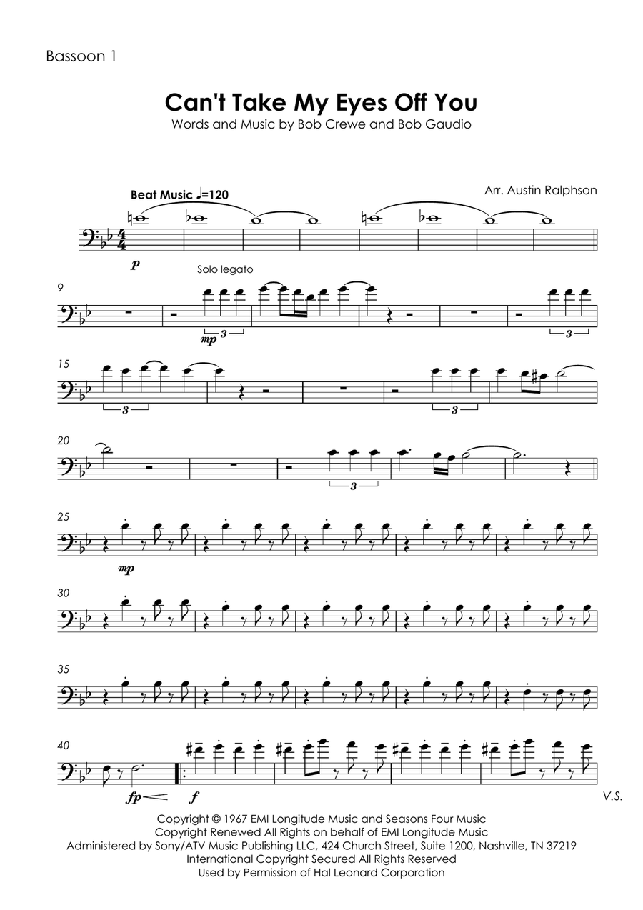 Can't Take My Eyes Off Of You Bassoon Quartet scores gallery preview page 3