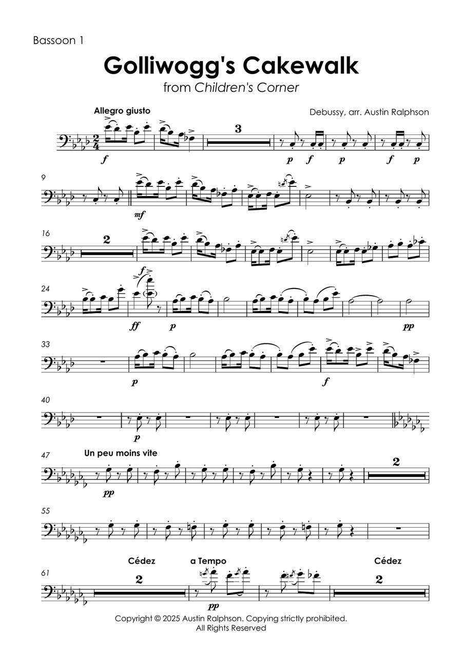 Golliwogg's Cakewalk - bassoon quartet Bassoon Quartet scores gallery preview page 3