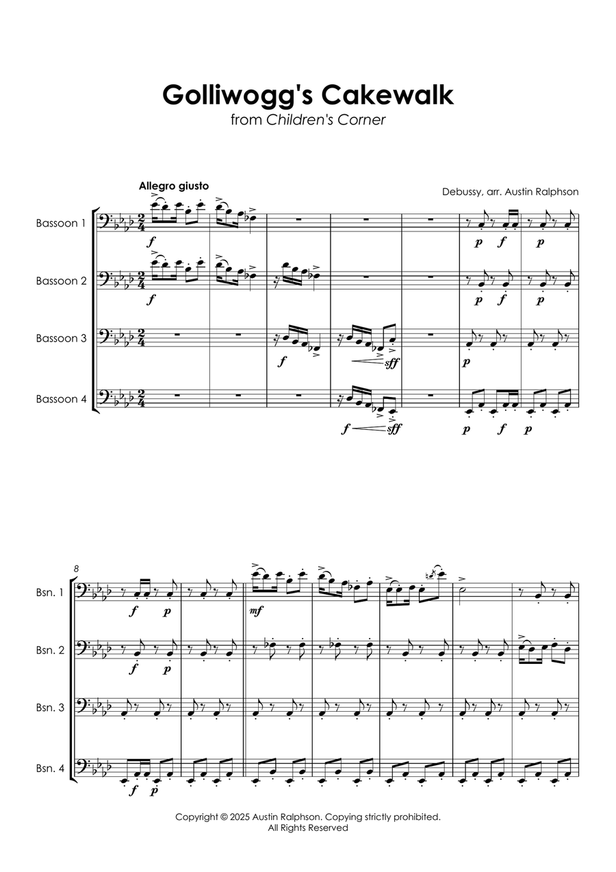 Golliwogg's Cakewalk - bassoon quartet Bassoon Quartet scores gallery preview page 5