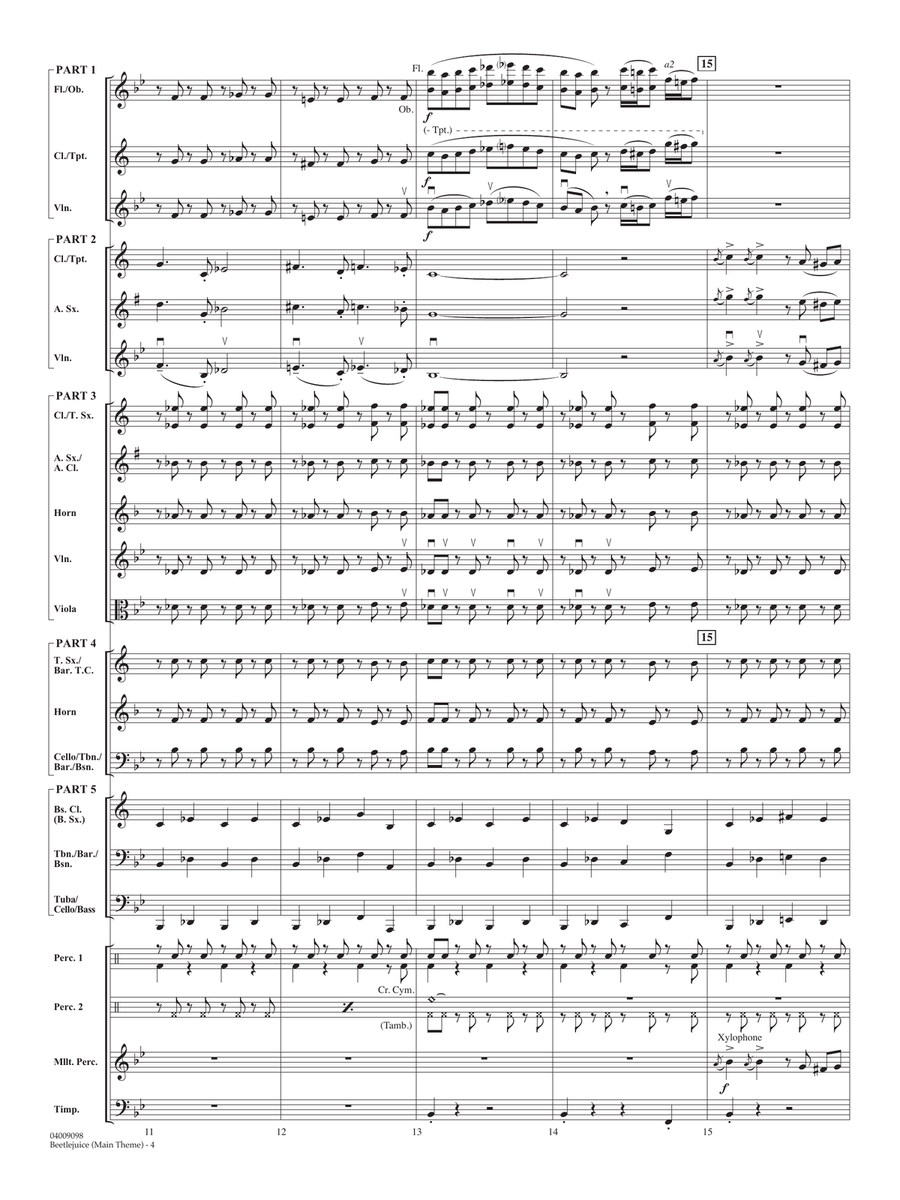 Beetlejuice (Main Theme) (arr. Johnny Vinson) - Conductor Score (Full Score) Concert Band scores gallery preview page 4
