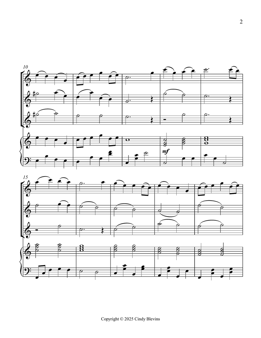This Is My Father's World, for Three Violins and Piano Small Ensemble scores gallery preview page 3