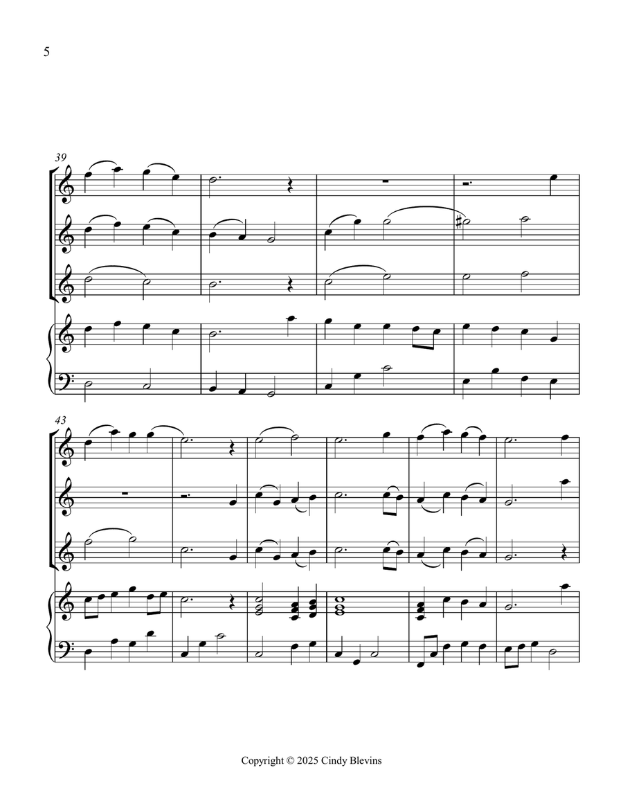 This Is My Father's World, for Three Violins and Piano Small Ensemble scores gallery preview page 6