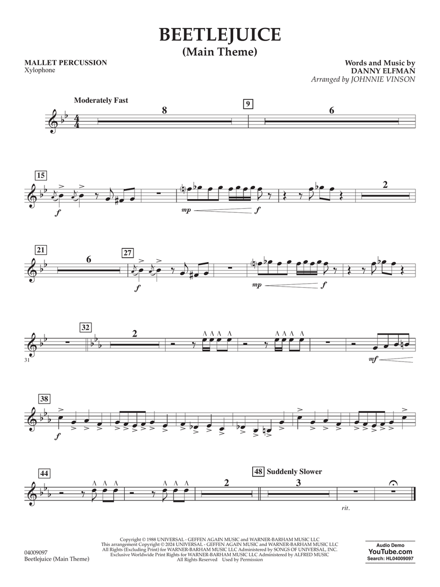 Beetlejuice (Main Theme) (arr. Johnny Vinson) - Mallet Percussion Concert Band scores gallery preview page 1