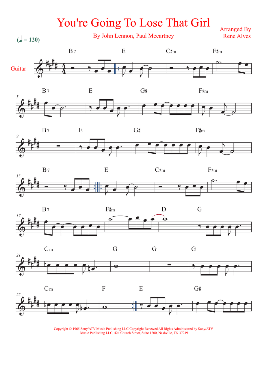 You're Going To Lose That Girl Acoustic Guitar scores gallery preview page 1
