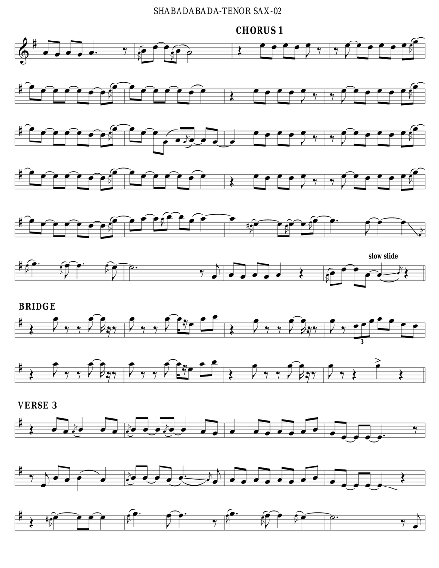 Shabadabada Shabadabada Tenor Saxophone scores gallery preview page 2