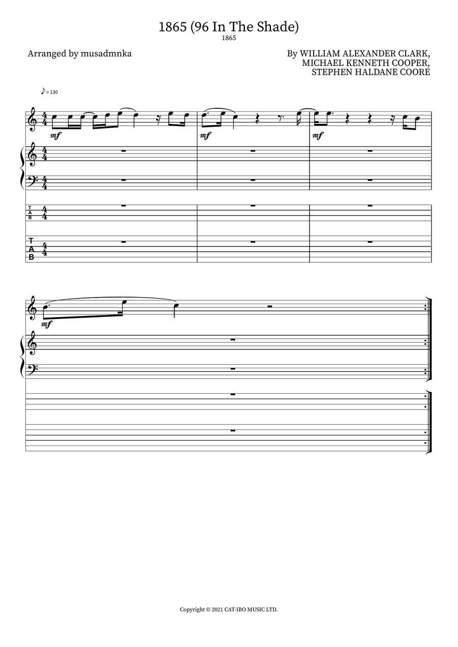 1865 (96 In The Shade) Alto Saxophone scores gallery preview page 1