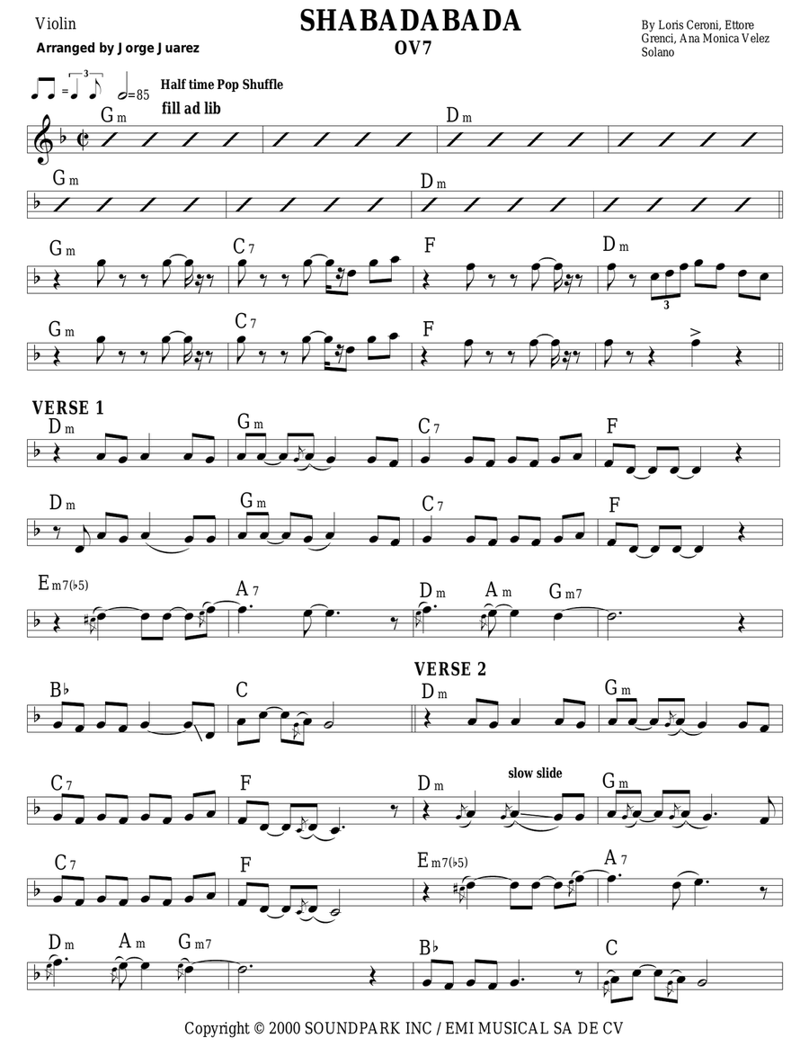 Shabadabada Shabadabada Violin Solo scores gallery preview page 1