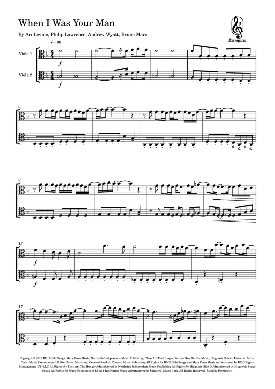 When I Was Your Man When I Was Your Man String Duet scores gallery preview page 1