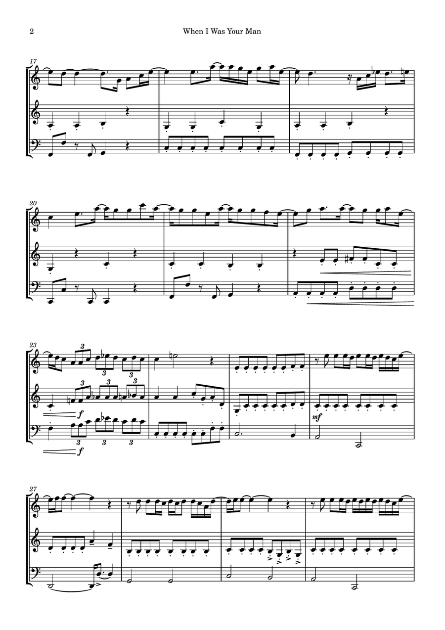 When I Was Your Man When I Was Your Man String Trio scores gallery preview page 2