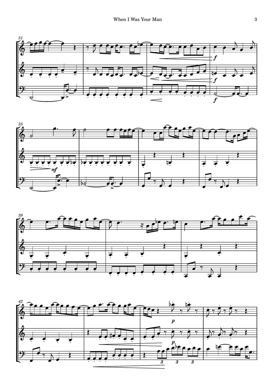 When I Was Your Man When I Was Your Man String Trio scores gallery preview page 3
