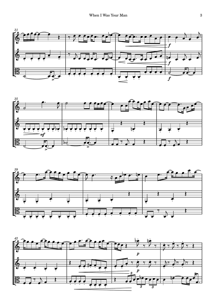 When I Was Your Man When I Was Your Man String Trio scores gallery preview page 3