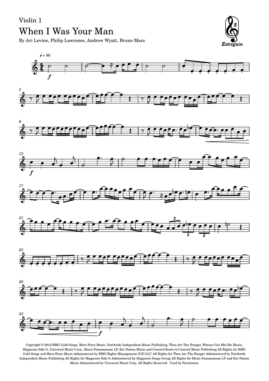 When I Was Your Man When I Was Your Man String Trio scores gallery preview page 6