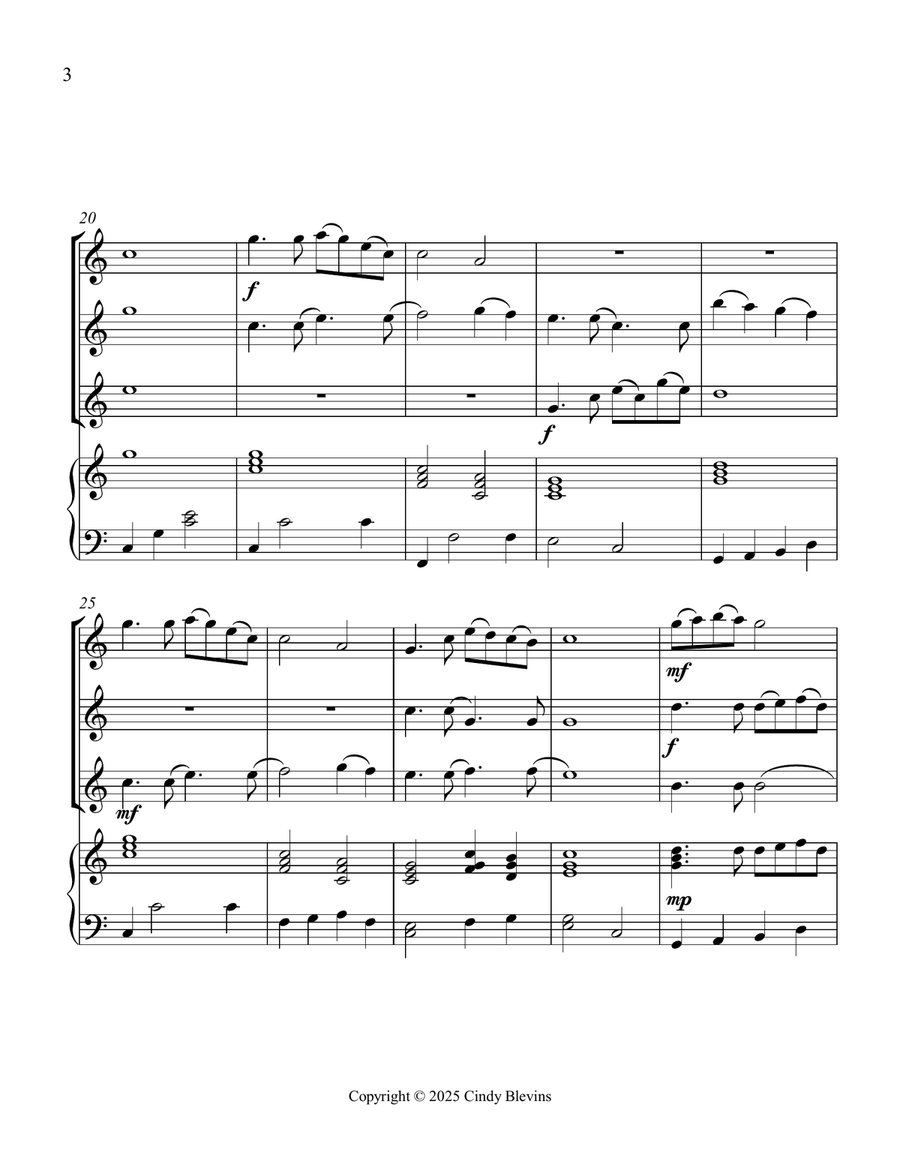 What a Friend We Have In Jesus, for Three Violins and Piano Small Ensemble scores gallery preview page 4
