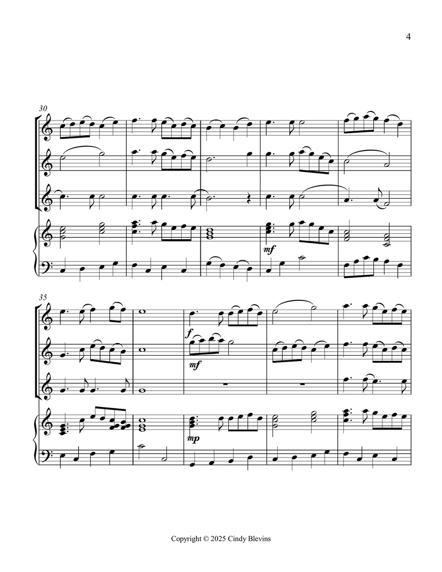 What a Friend We Have In Jesus, for Three Violins and Piano Small Ensemble scores gallery preview page 5