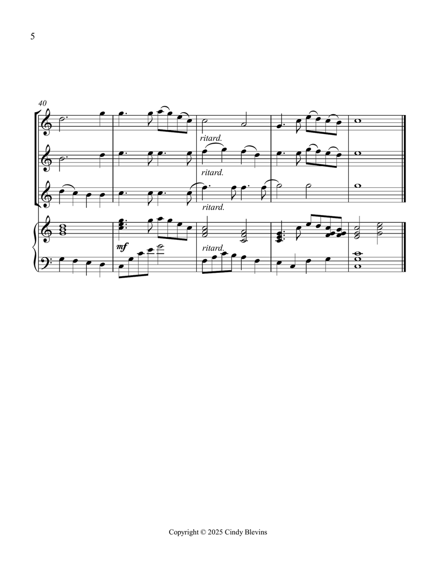What a Friend We Have In Jesus, for Three Violins and Piano Small Ensemble scores gallery preview page 6