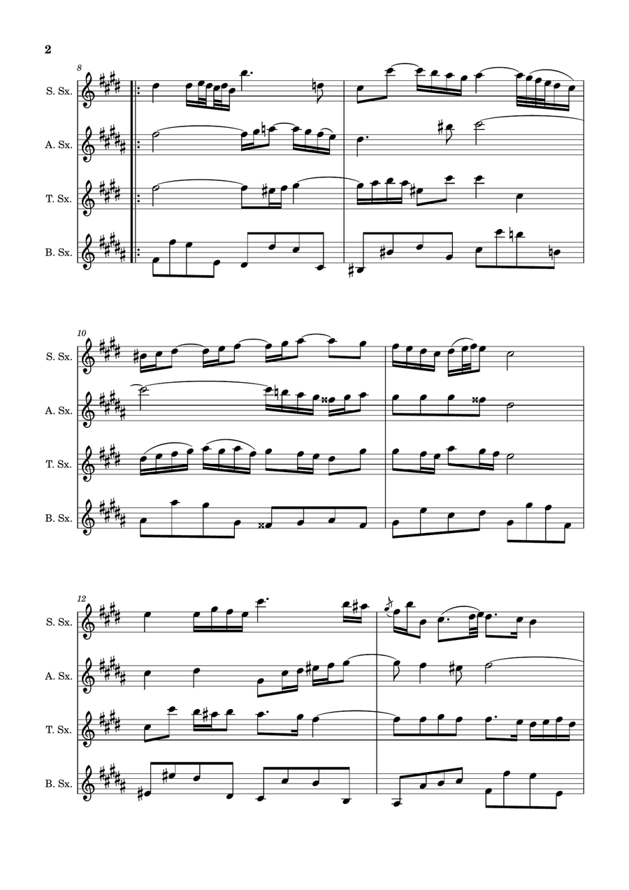 Air on the G String. For Saxophone Quartet. Score and Parts Woodwind Ensemble scores gallery preview page 2