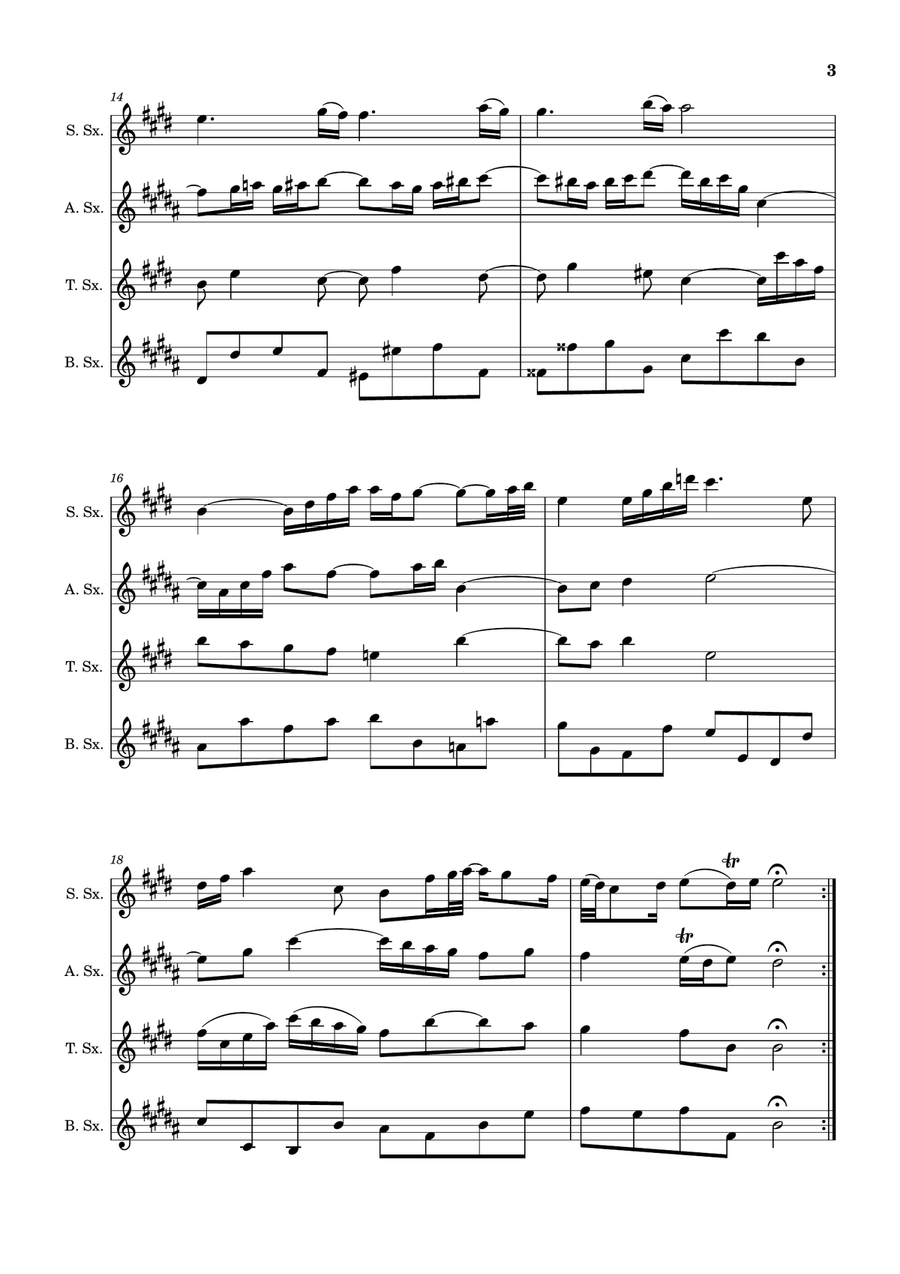 Air on the G String. For Saxophone Quartet. Score and Parts Woodwind Ensemble scores gallery preview page 3