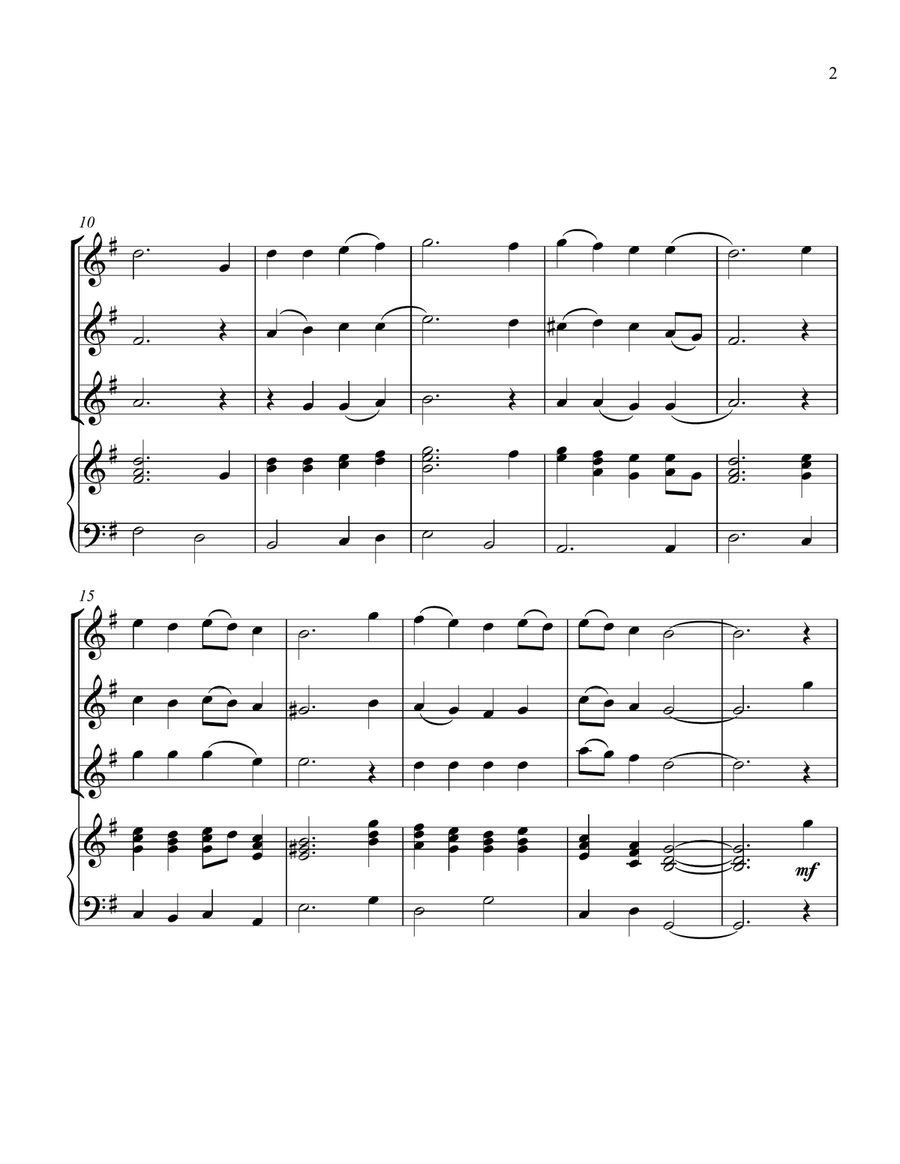 A Mighty Fortress Is Our God, for Three Violins and Piano Small Ensemble scores gallery preview page 3