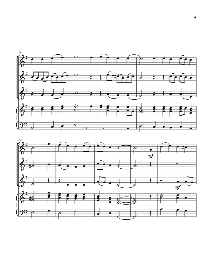 A Mighty Fortress Is Our God, for Three Violins and Piano Small Ensemble scores gallery preview page 5