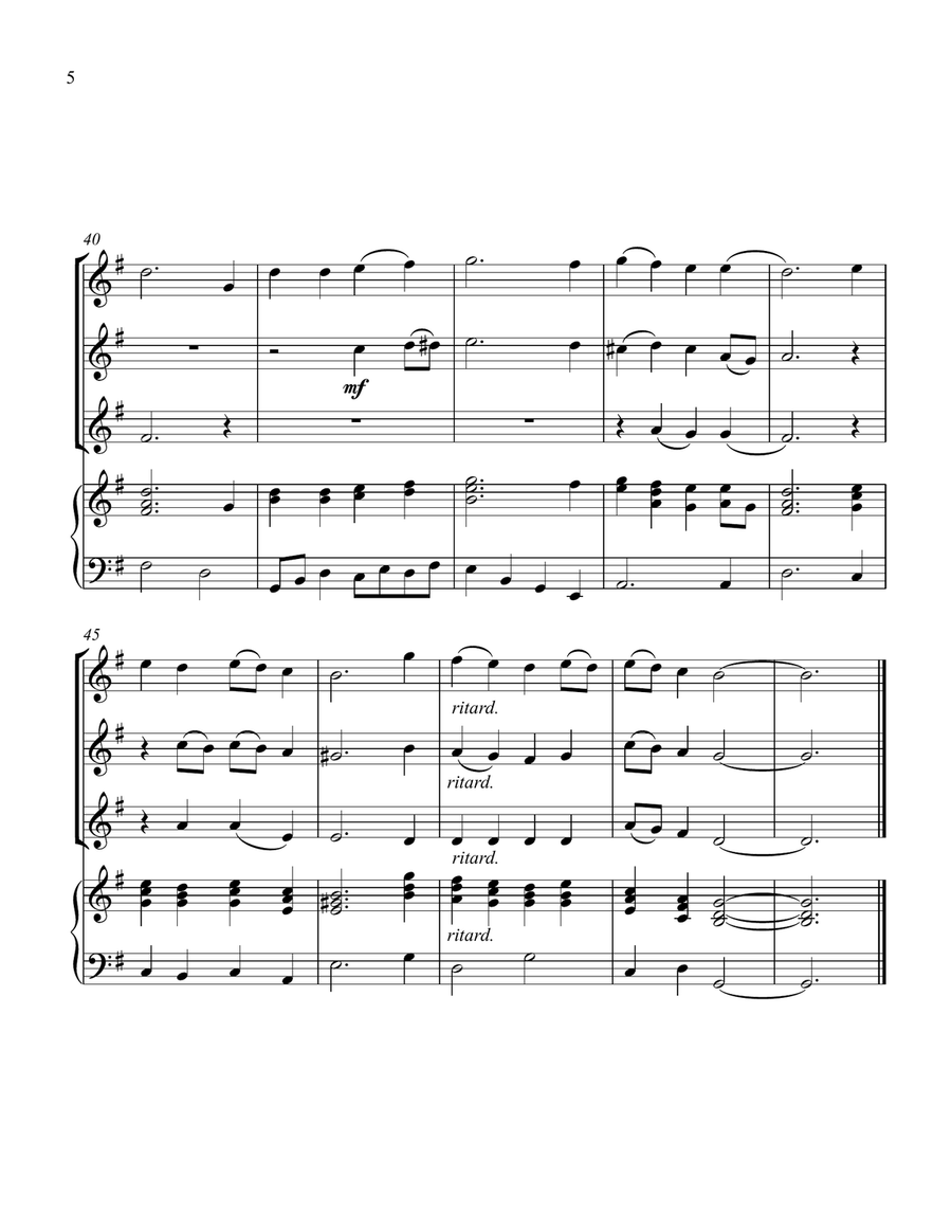 A Mighty Fortress Is Our God, for Three Violins and Piano Small Ensemble scores gallery preview page 6