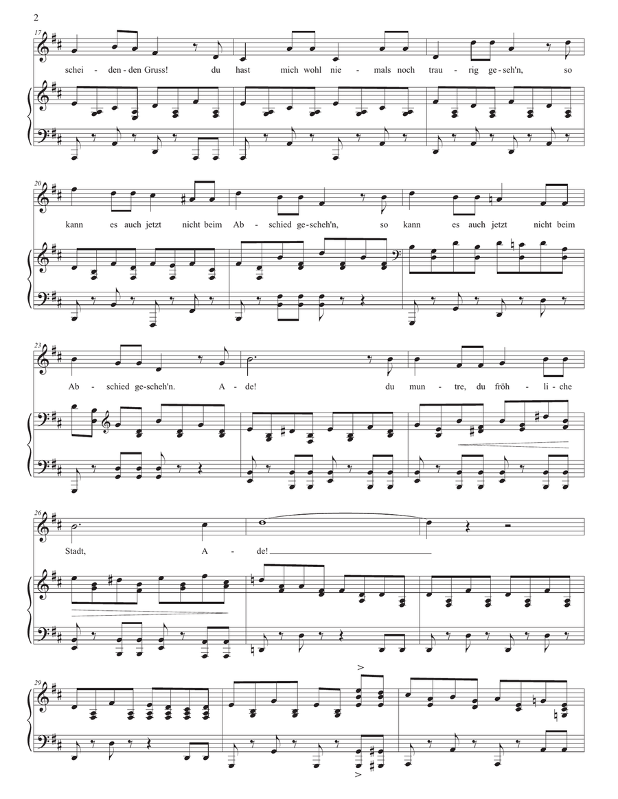 SCHUBERT: Abschied, D. 957 no. 7 (transposed to D major) Piano, Vocal scores gallery preview page 3