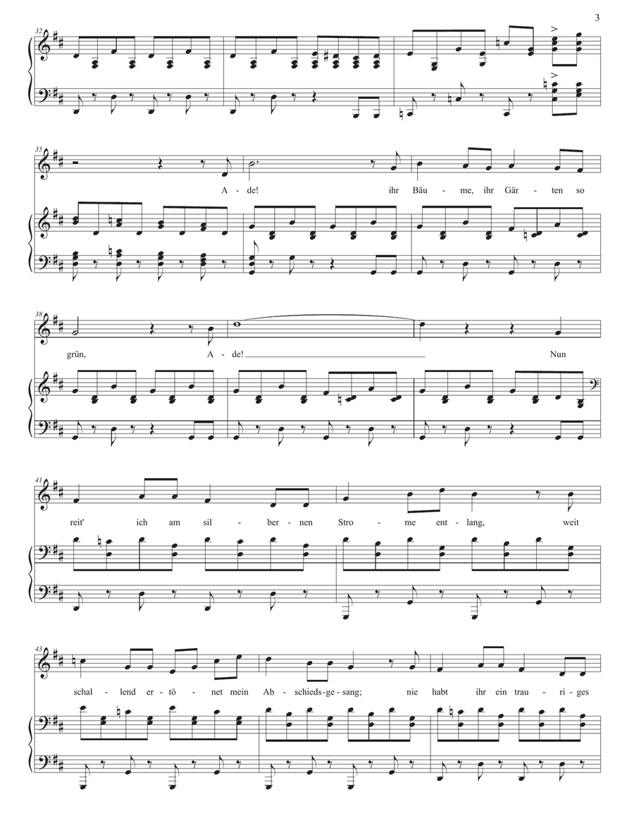 SCHUBERT: Abschied, D. 957 no. 7 (transposed to D major) Piano, Vocal scores gallery preview page 4