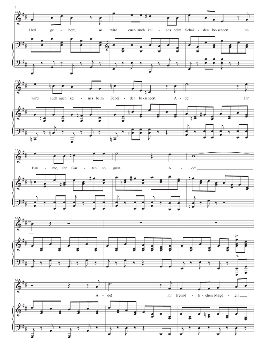 SCHUBERT: Abschied, D. 957 no. 7 (transposed to D major) Piano, Vocal scores gallery preview page 5