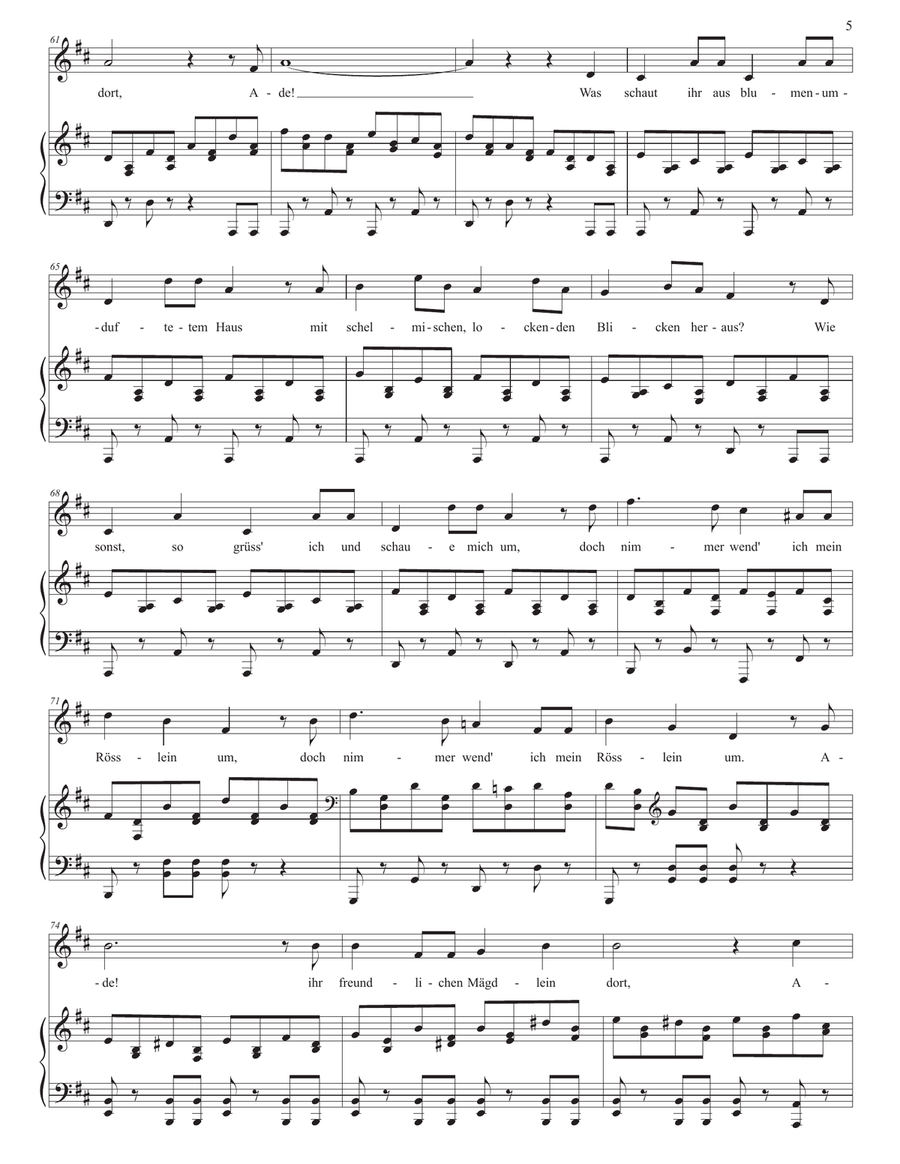 SCHUBERT: Abschied, D. 957 no. 7 (transposed to D major) Piano, Vocal scores gallery preview page 6