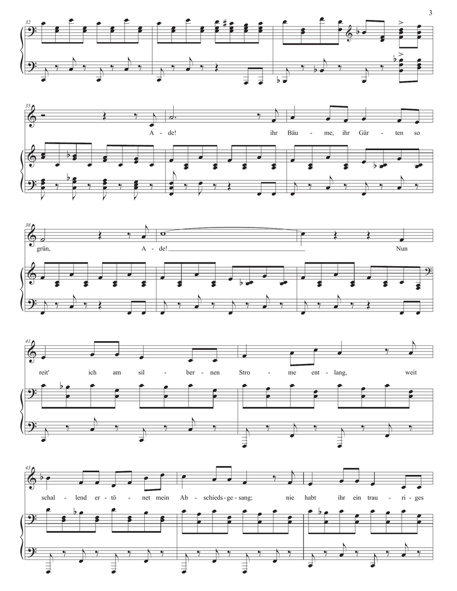 SCHUBERT: Abschied, D. 957 no. 7 (transposed to C major) Piano, Vocal scores gallery preview page 4