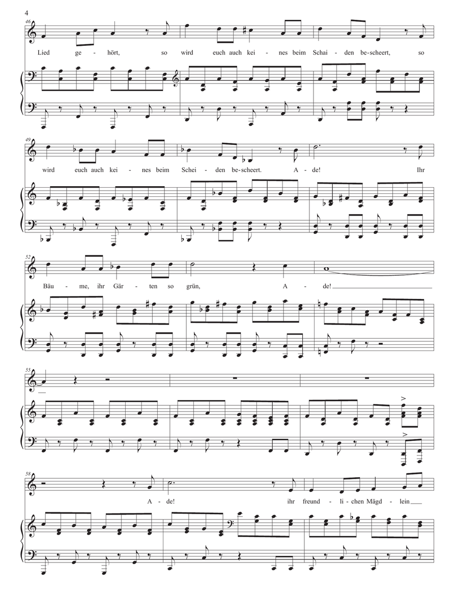 SCHUBERT: Abschied, D. 957 no. 7 (transposed to C major) Piano, Vocal scores gallery preview page 5