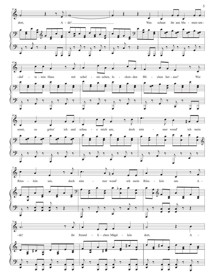 SCHUBERT: Abschied, D. 957 no. 7 (transposed to C major) Piano, Vocal scores gallery preview page 6