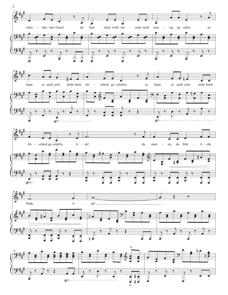 SCHUBERT: Abschied, D. 957 no. 7 (transposed to A major) Piano, Vocal scores gallery preview page 3