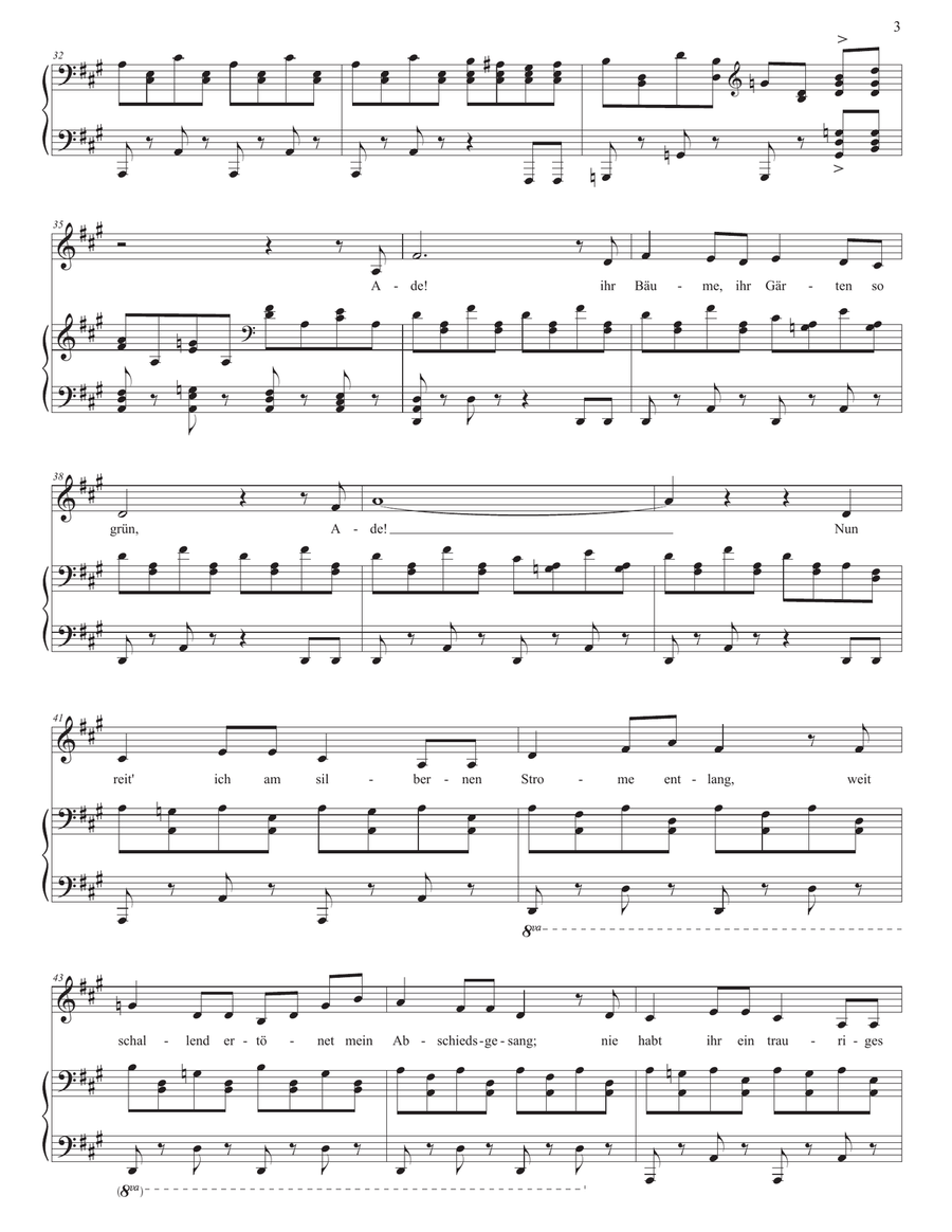 SCHUBERT: Abschied, D. 957 no. 7 (transposed to A major) Piano, Vocal scores gallery preview page 4