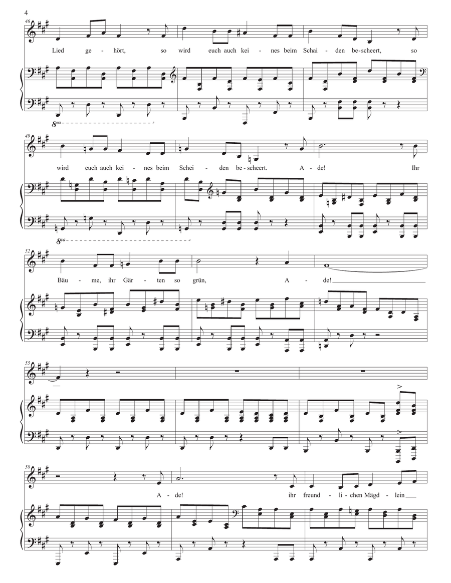 SCHUBERT: Abschied, D. 957 no. 7 (transposed to A major) Piano, Vocal scores gallery preview page 5