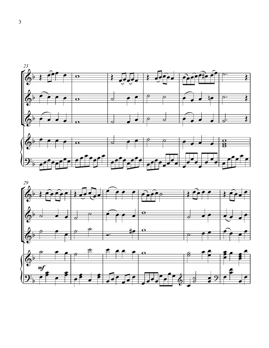 Abide With Me, for Three Violins and Piano Small Ensemble scores gallery preview page 4