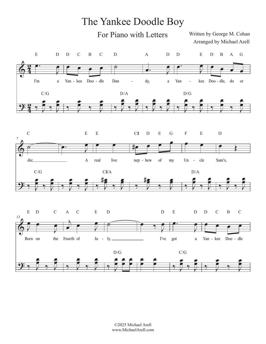 The Yankee Doodle Boy for Piano Easy Piano scores gallery preview page 1