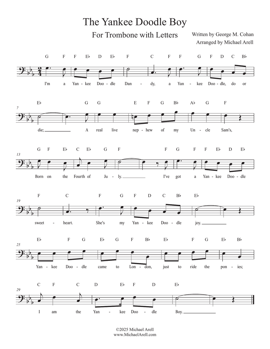 The Yankee Doodle Boy for Trombone Bass Trombone scores gallery preview page 1