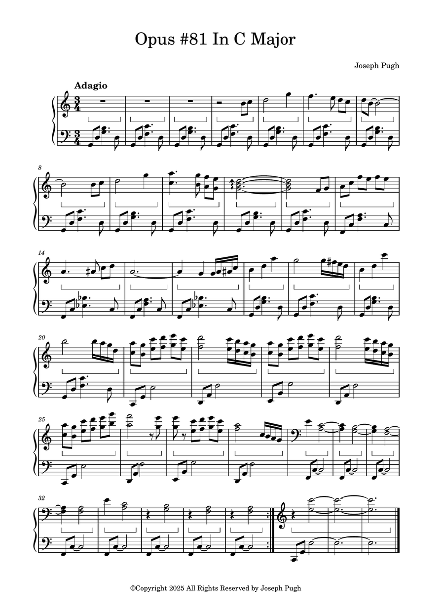 Opus #81In C Major Opus #81In C Major Easy Piano scores gallery preview page 1