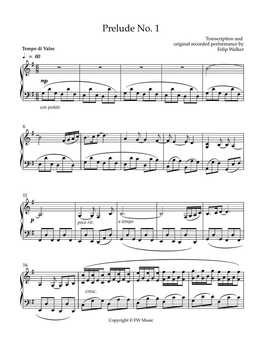 Prelude No. 1 Prelude No. 1 Piano Solo scores gallery preview page 1