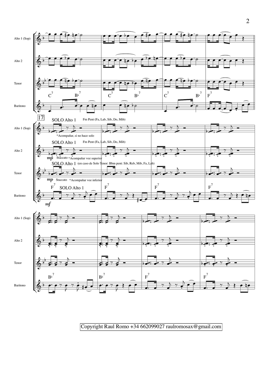Blues del sincope - SAX QUARTET - AATB SATB Saxophone Quartet scores gallery preview page 2