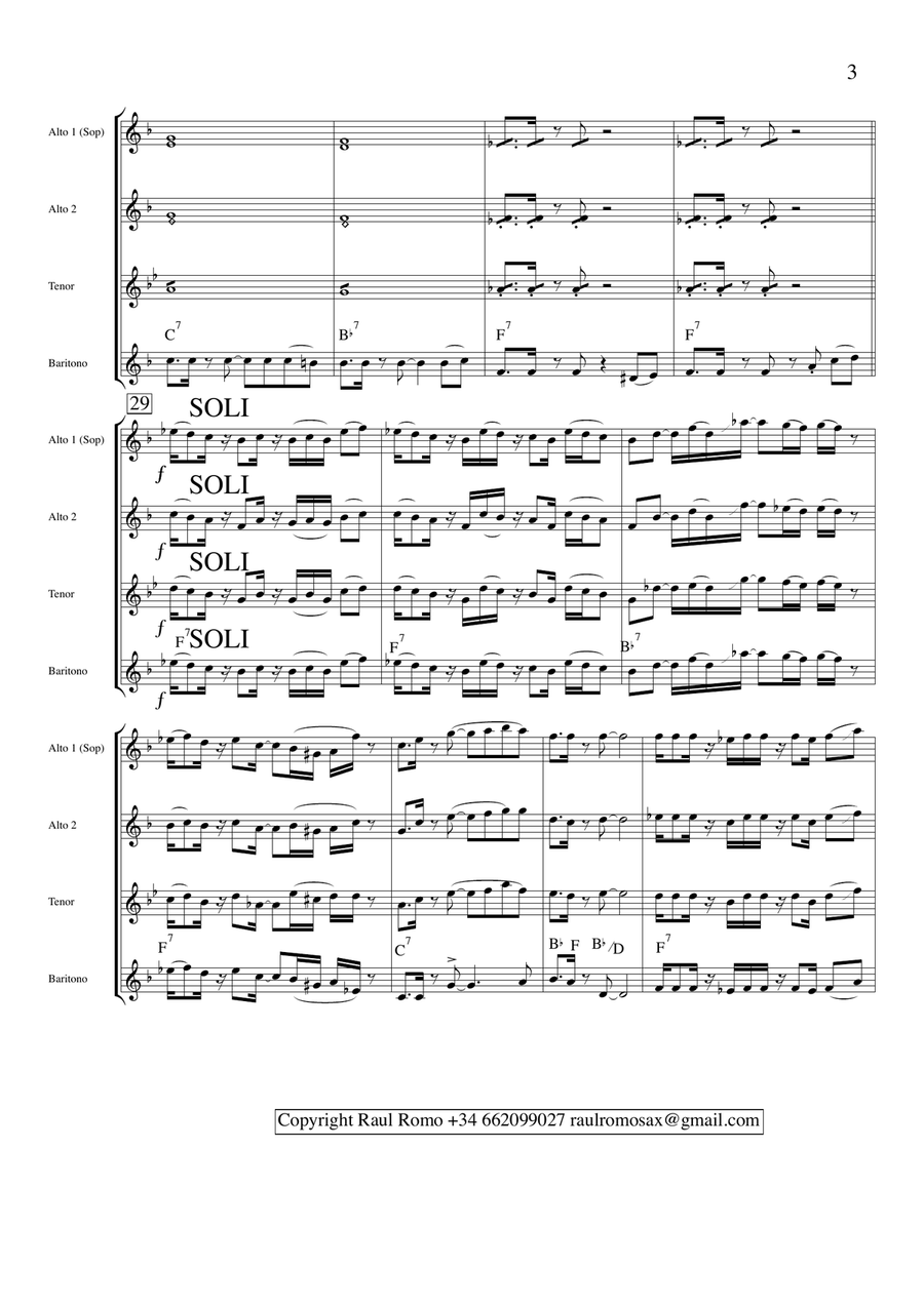 Blues del sincope - SAX QUARTET - AATB SATB Saxophone Quartet scores gallery preview page 3