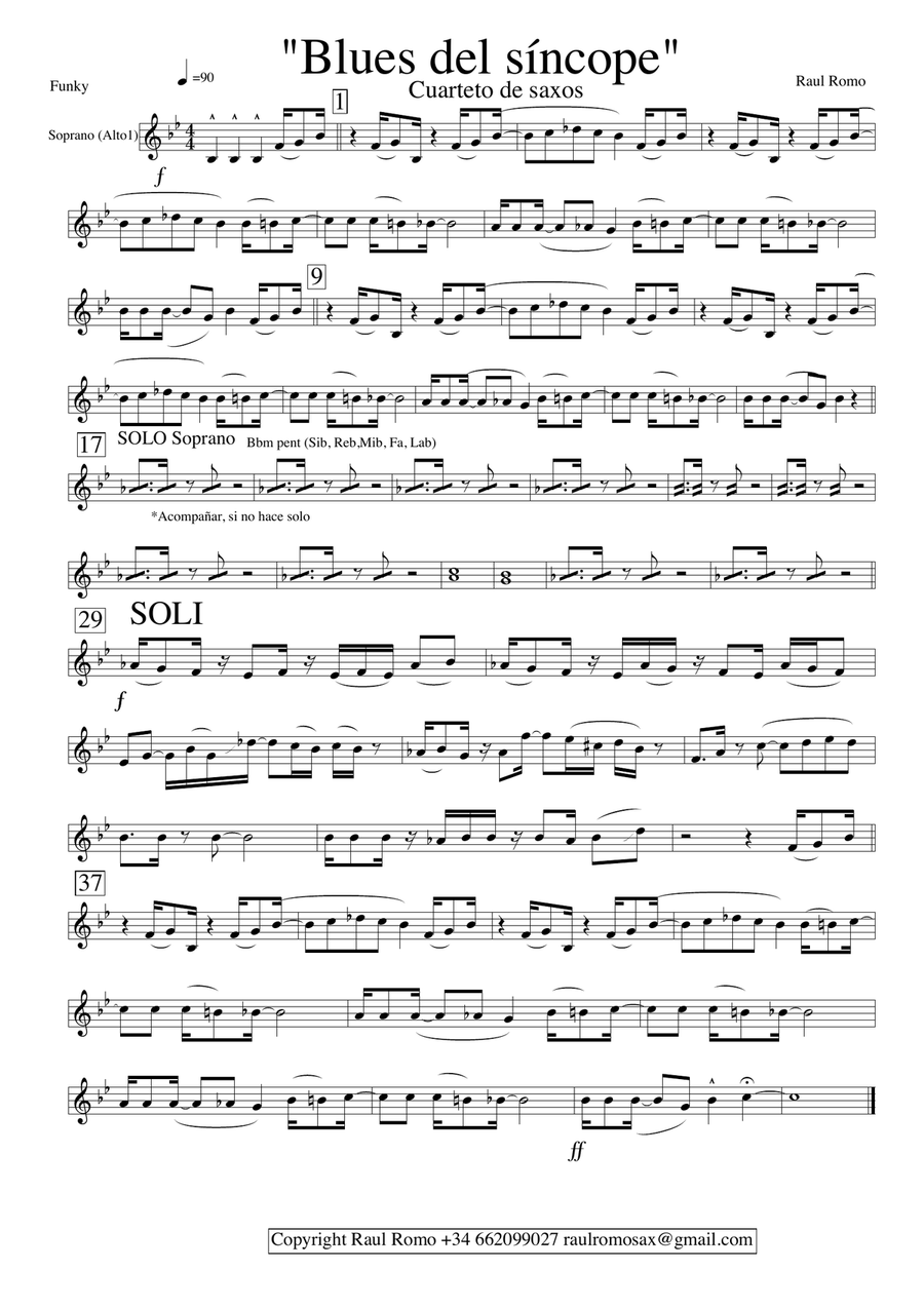 Blues del sincope - SAX QUARTET - AATB SATB Saxophone Quartet scores gallery preview page 5