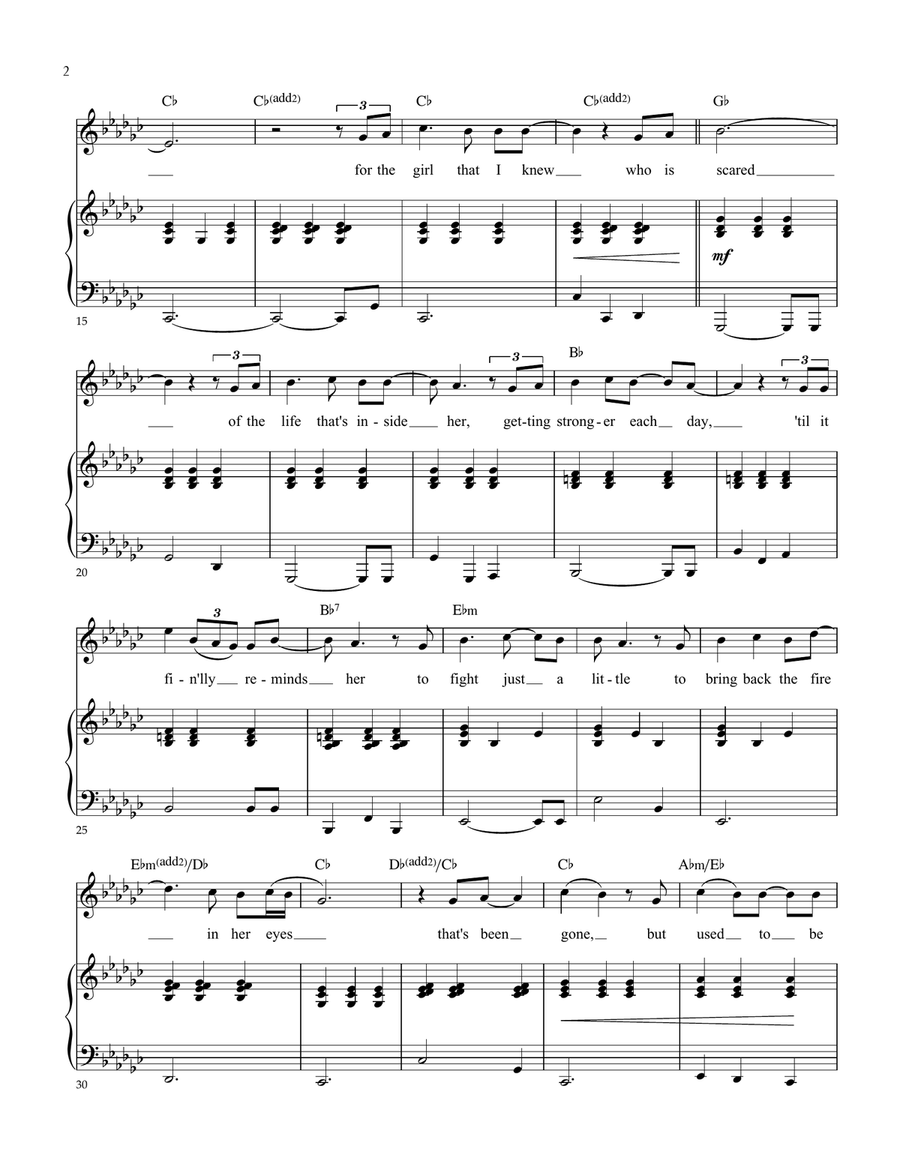 She Used To Be Mine Piano, Vocal scores gallery preview page 2