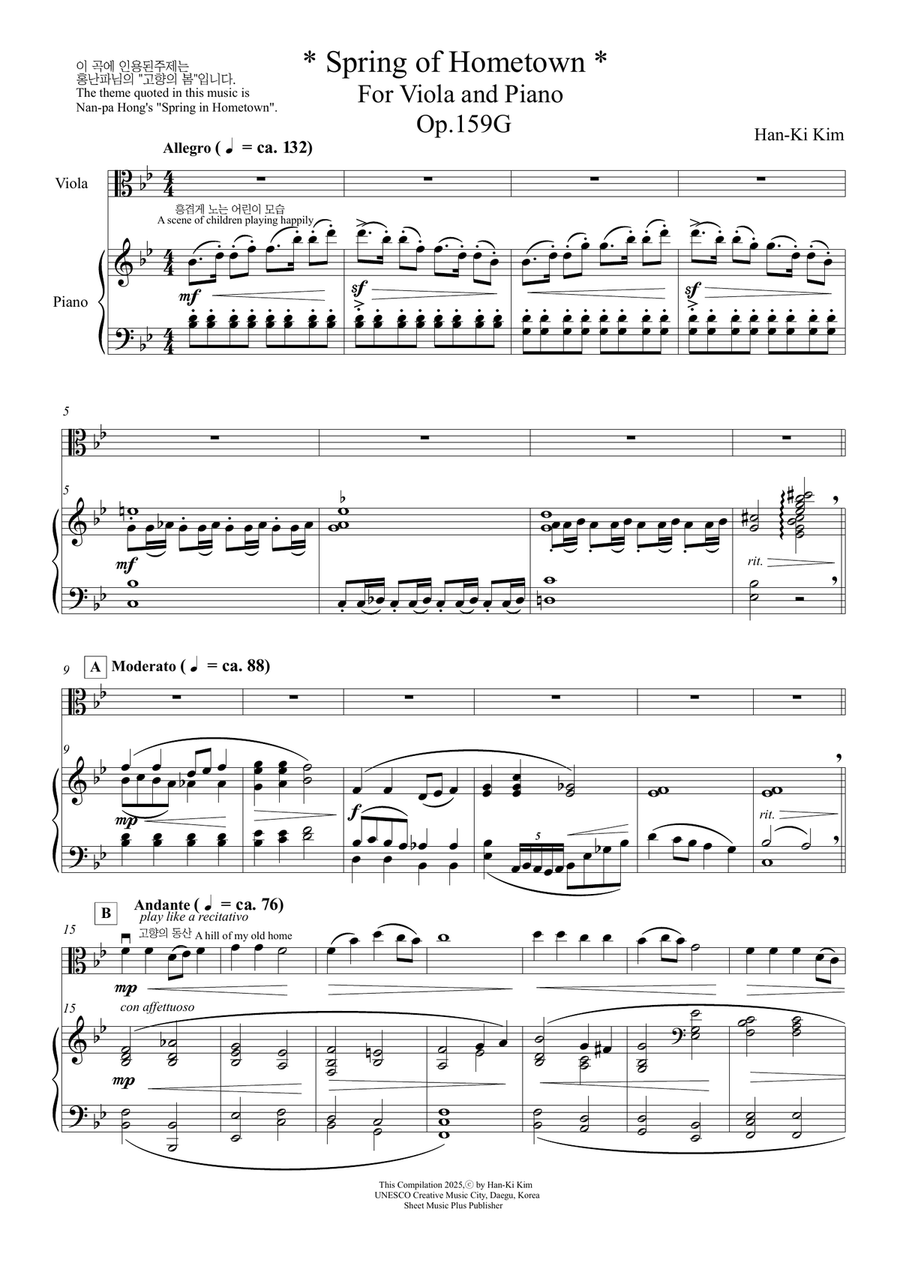 Spring of Hometown (For Viola and Piano) Piano scores gallery preview page 3