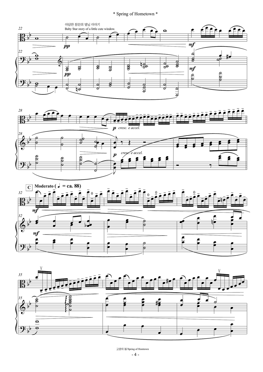 Spring of Hometown (For Viola and Piano) Piano scores gallery preview page 4