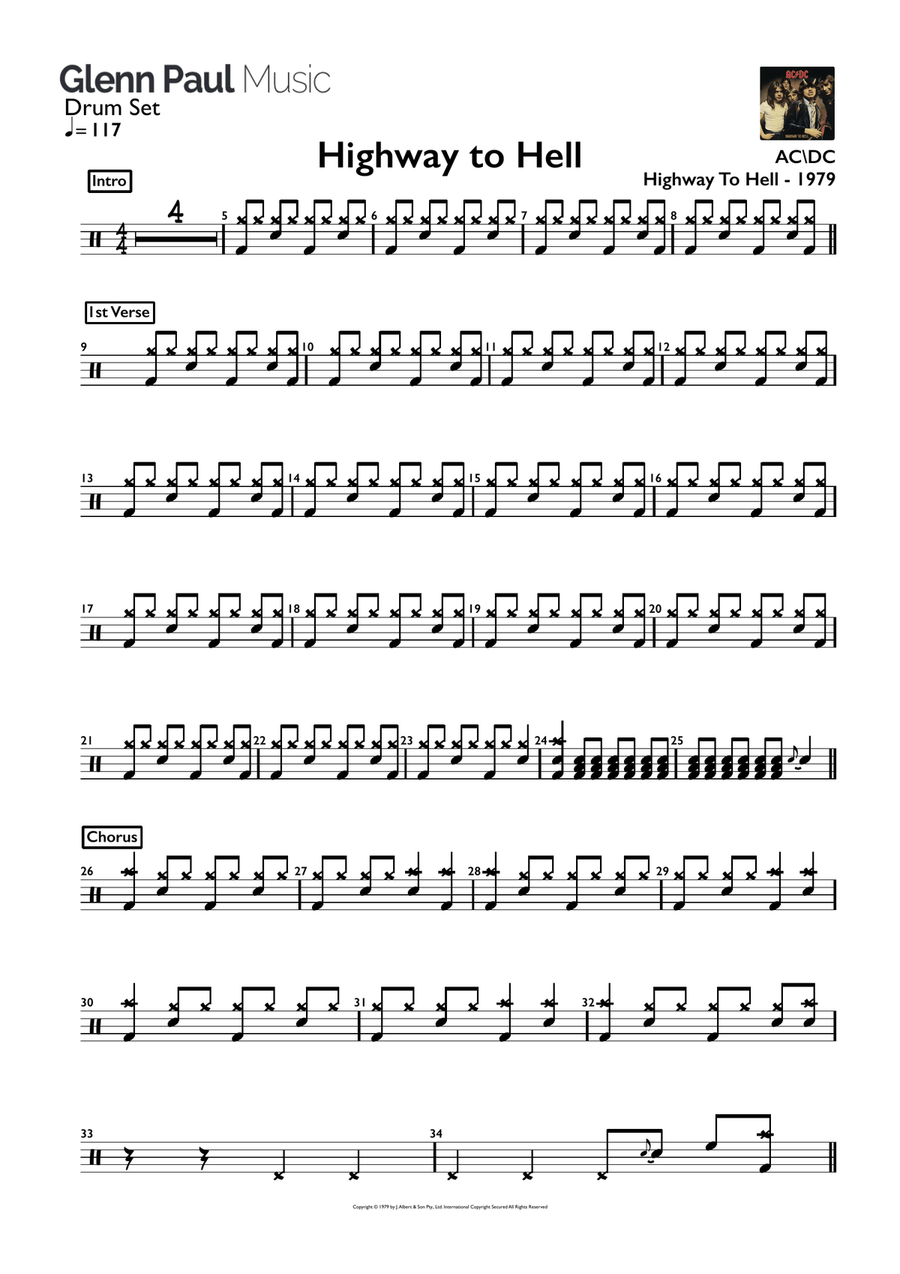 Highway To Hell Highway To Hell Drum Set scores gallery preview page 1