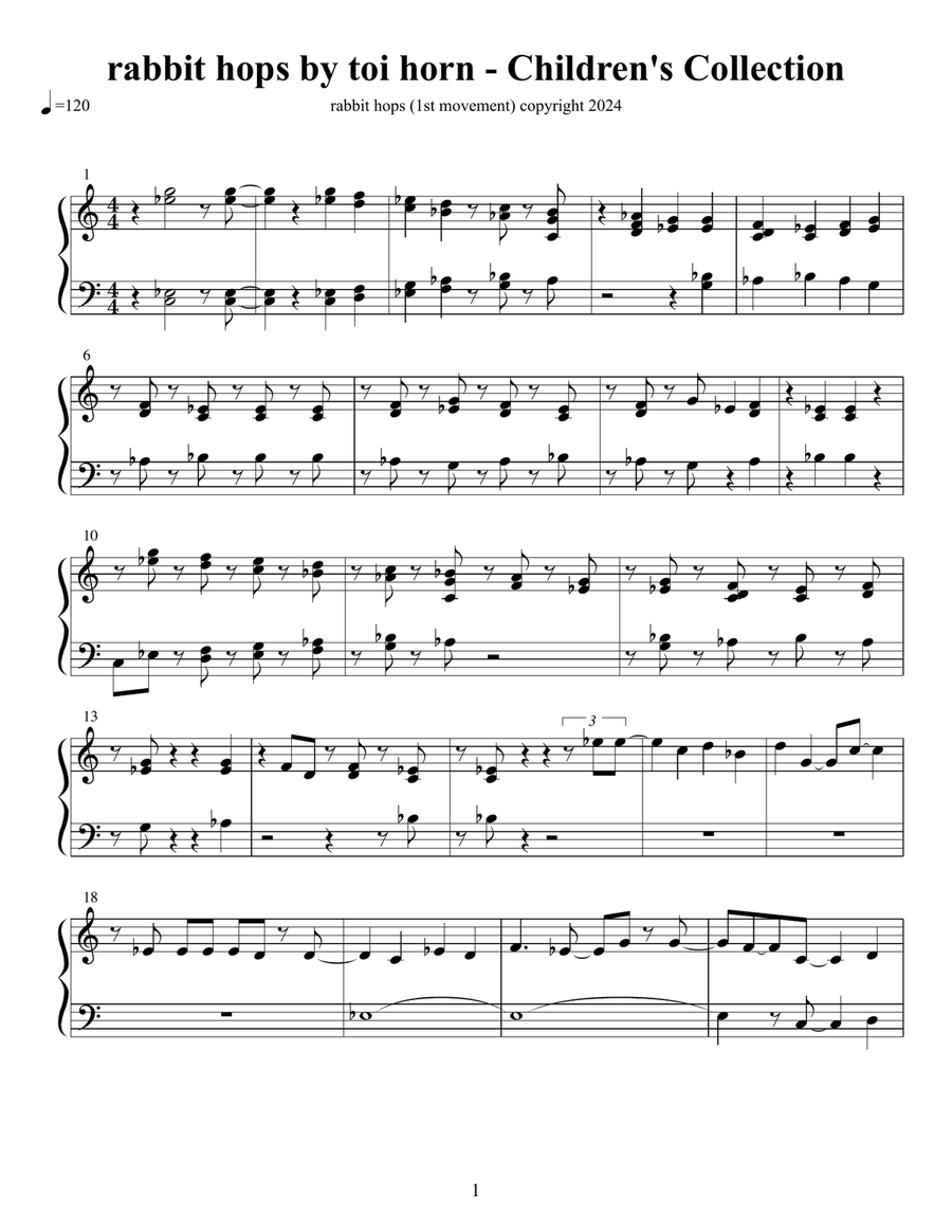 rabbit hops (1st movement) Piano Solo scores gallery preview page 1