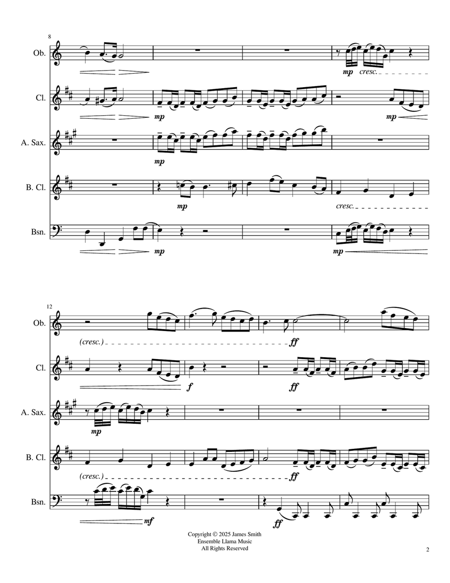 Schafe können sicher weiden (Sheep May Safely Graze) for Reed Quintet Woodwind Ensemble scores gallery preview page 2
